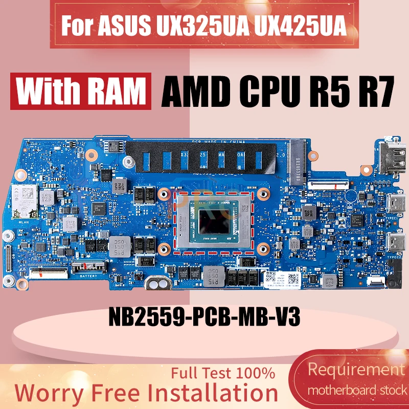 Imagem -02 - Placa-mãe Portátil com Ram para Asus Nb2559-pcb-mb-v3 Ux325ua Ux425ua r5 r7 60nb0tj0-mb2001 Sr3la I58250u Notebook Mainboard