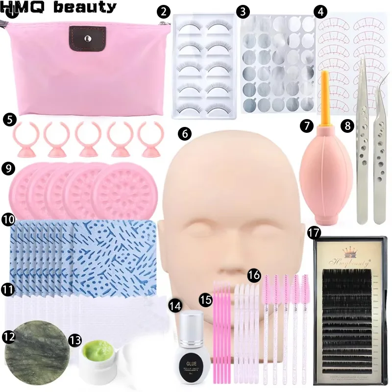 Falsche Wimpern Verlängerung Training Kit Praxis Auge Pad Pinzette Kleber Ring Pinsel Lash Pfropfen Wimpern Werkzeuge Make-Up Set