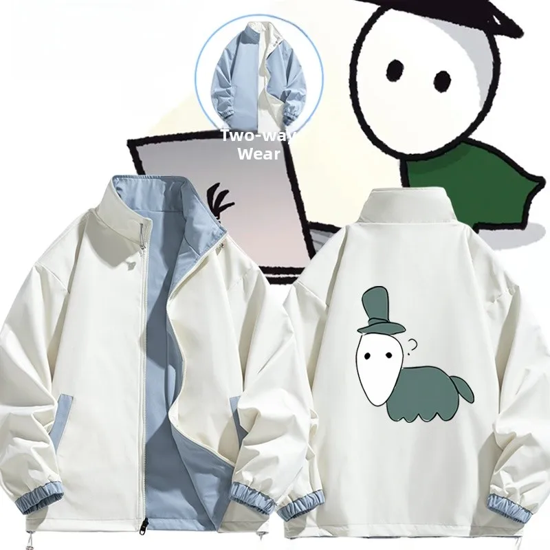 

ex Double-Sided Wear Jaet Polyester Fiber Windproof Regular Fit Long Sve Casual Outerwear for Autumn Winter