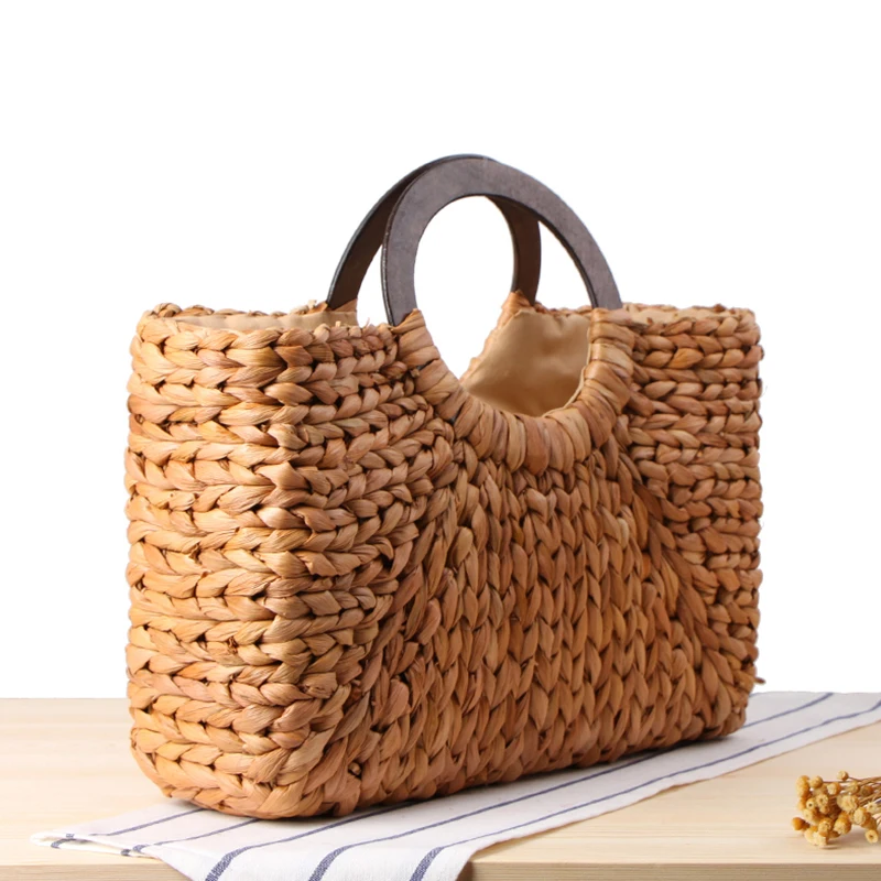 Summer Beach Bag Handmade Rattan Straw Ladies Handbag Simple Straw Women\'s Large Capacity Tote Bags Women Travel Purses Sac