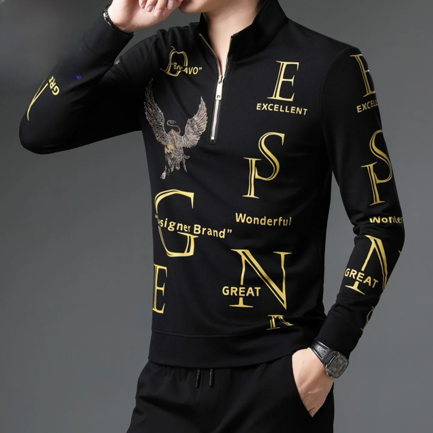 

Мужская толстовка Legend Paul с длинным рукавом, воротником-стойкой и молнией, тонкий базовый слой, повседневная толстовка из полиэфирного волокна