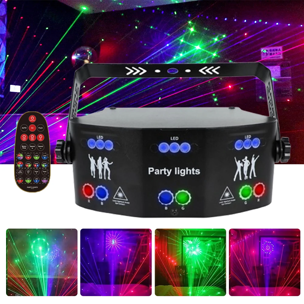15 EYE RGB Disco DJ Beam Laser Light Projector DMX Remote Strobe Stage Lighting Effect Xmas Party Holiday Halloween Lights