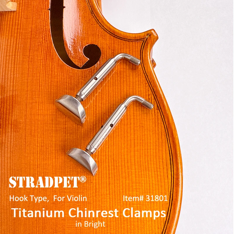 STRADPET Titanium Chinrest Clamps, in Bright or Gun Gray, Refined or Common Versions Option, for Violin