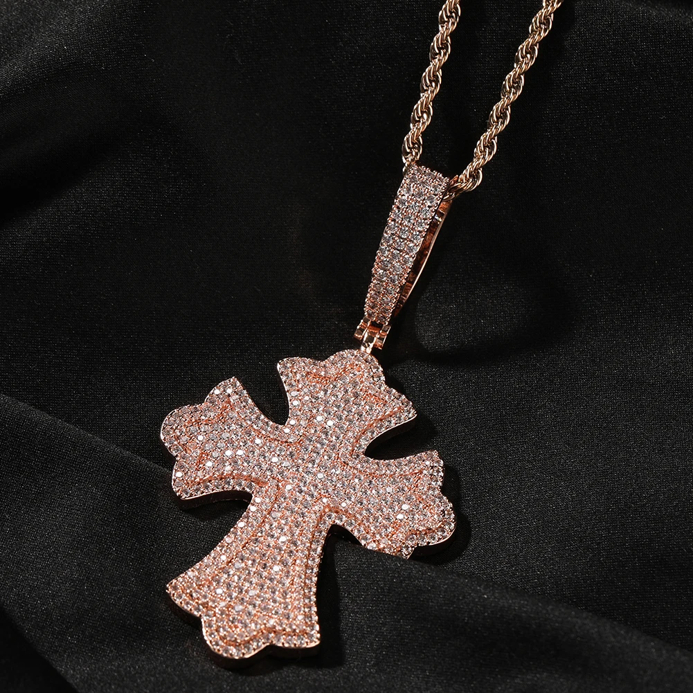 UWIN Iced Out Cross Pendant Necklace Pave Setting Cubic Zircon Gothic Style Religious Jesus Charms Necklaces Fashion Jewelry