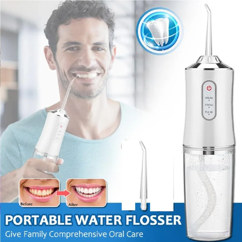 Xiaomi pulso inteligente fio dental limpeza portátil 3 modos à prova dwaterproof água recarregável limpador dental com 4 bocais limpos gengivas