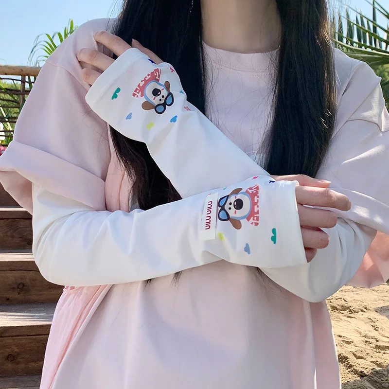 

New Cartoon Standard Sunscreen Sleeve for Girls in Summer, Loose and UV Resistant, Cute Ice Silk Breathable Sunshade