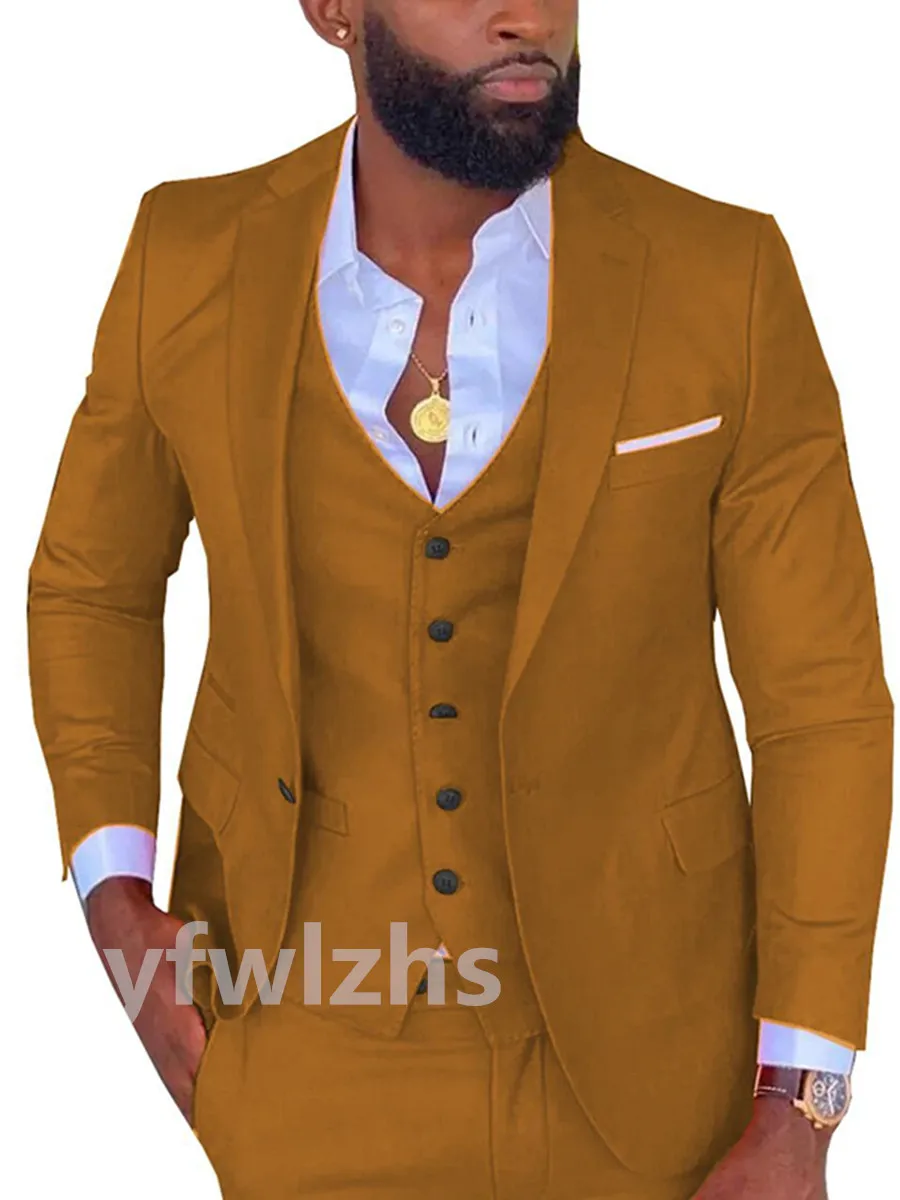 

Handsome One Button Men Suits Notch Lapel Groom Tuxedos Groomsmen Wedding/Prom Best Blazer ( Jacket+Pants+Vest+Tie) C339