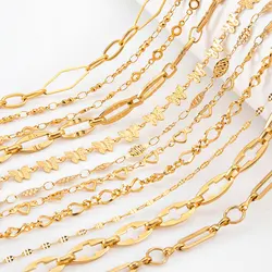 1Meter No Fade Stainless Steel Link Chain Gold Color Bulk Chains for DIY Jewelry Making Necklace Bracelet Findings