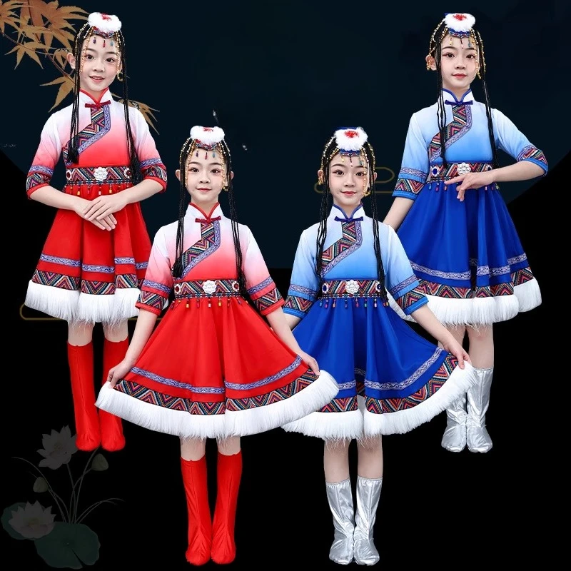 

Национальная тибетская танцевальная сцена, китайский традиционный костюм хмонг, танец Мяо, классическая сцена меньшинств, современное платье для народного танца