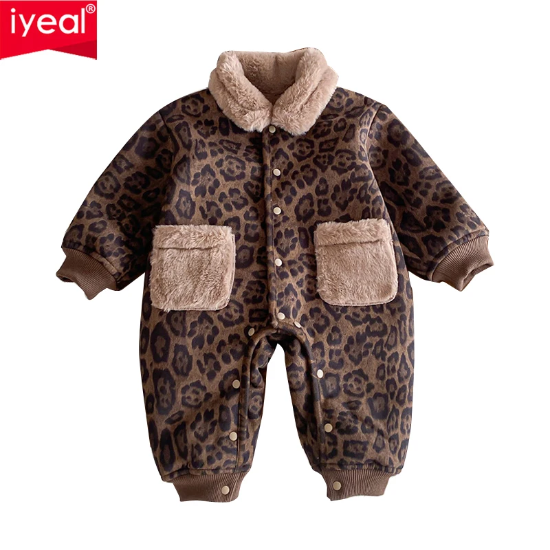 

IYEAL новейший зимний теплый флисовый комбинезон с капюшоном для новорожденных мальчиков и девочек, милые комбинезоны для малышей, верхняя одежда, зимние комбинезоны