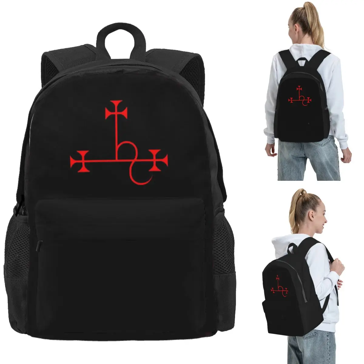 Lilith - Goetia Style Sigil - Uncircled (Red) Poster Backpack Daypack Children BookBag School Bag Shoulder Bags for Men Women