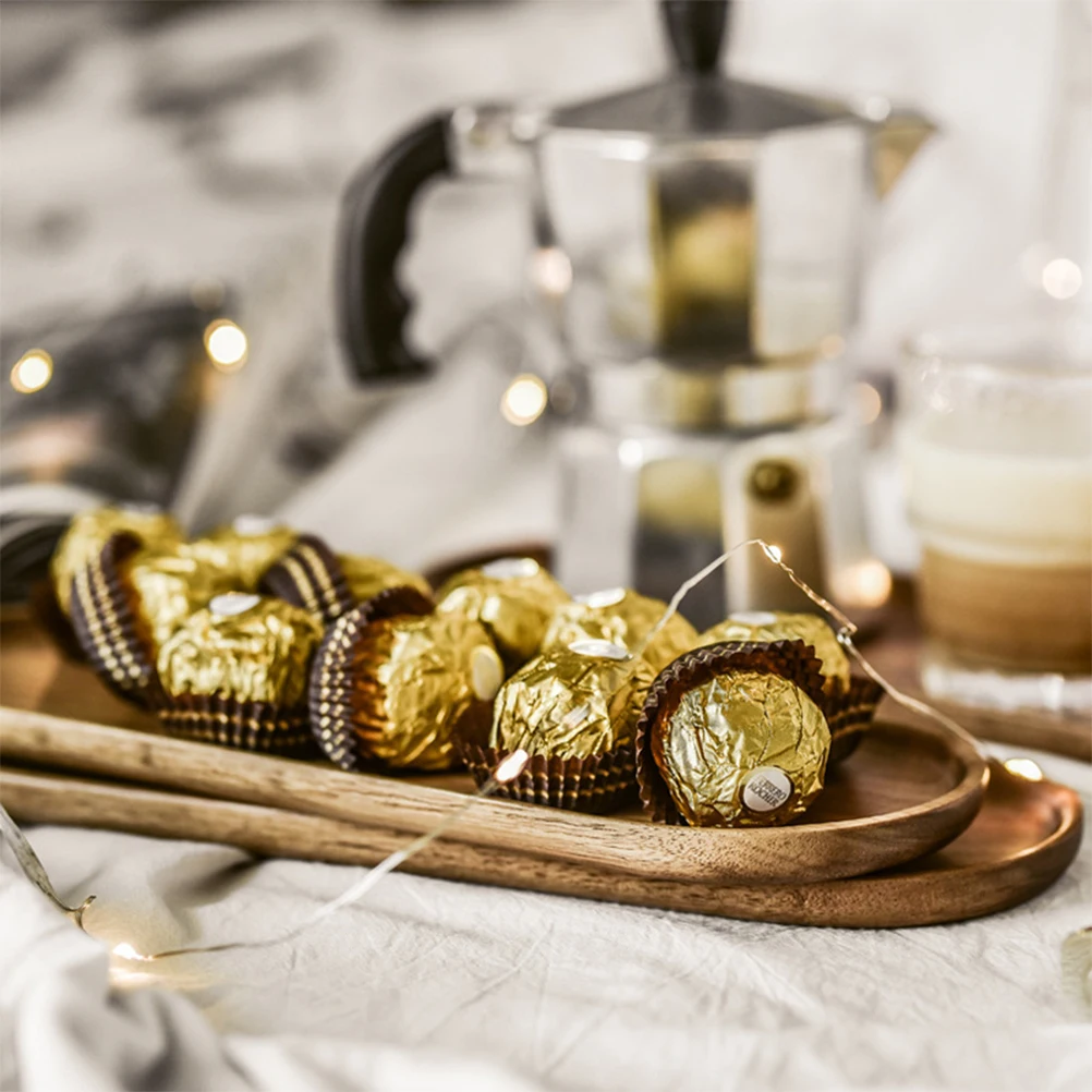 

Oval Solid Wood Snack Tray Handmade Varnish Process Stable Base for Breakfast Tea Coffee Fruit Dessert Household Tableware