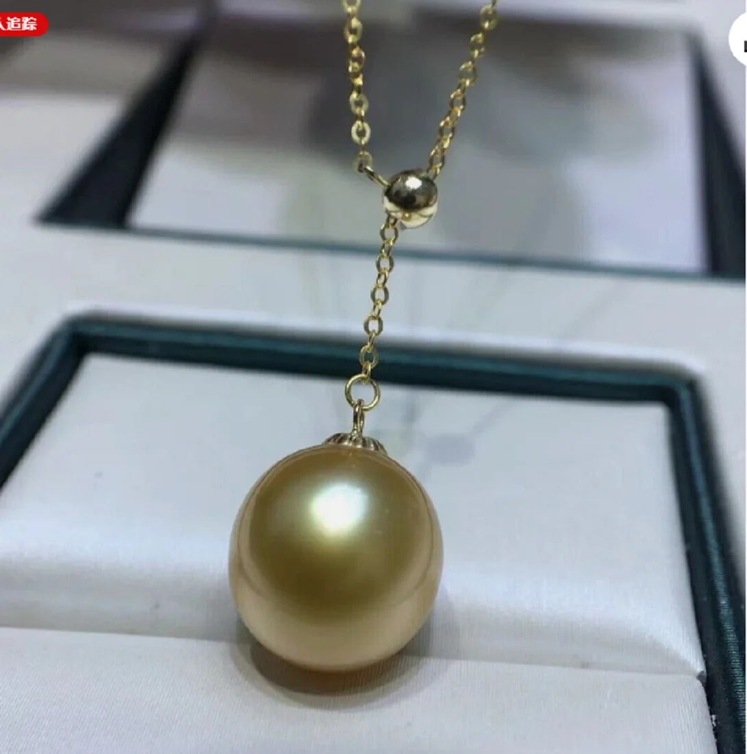 

Великолепное ожерелье с подвеской из натурального золота с круглым жемчугом Южного моря AAAA 11-12 мм 925S