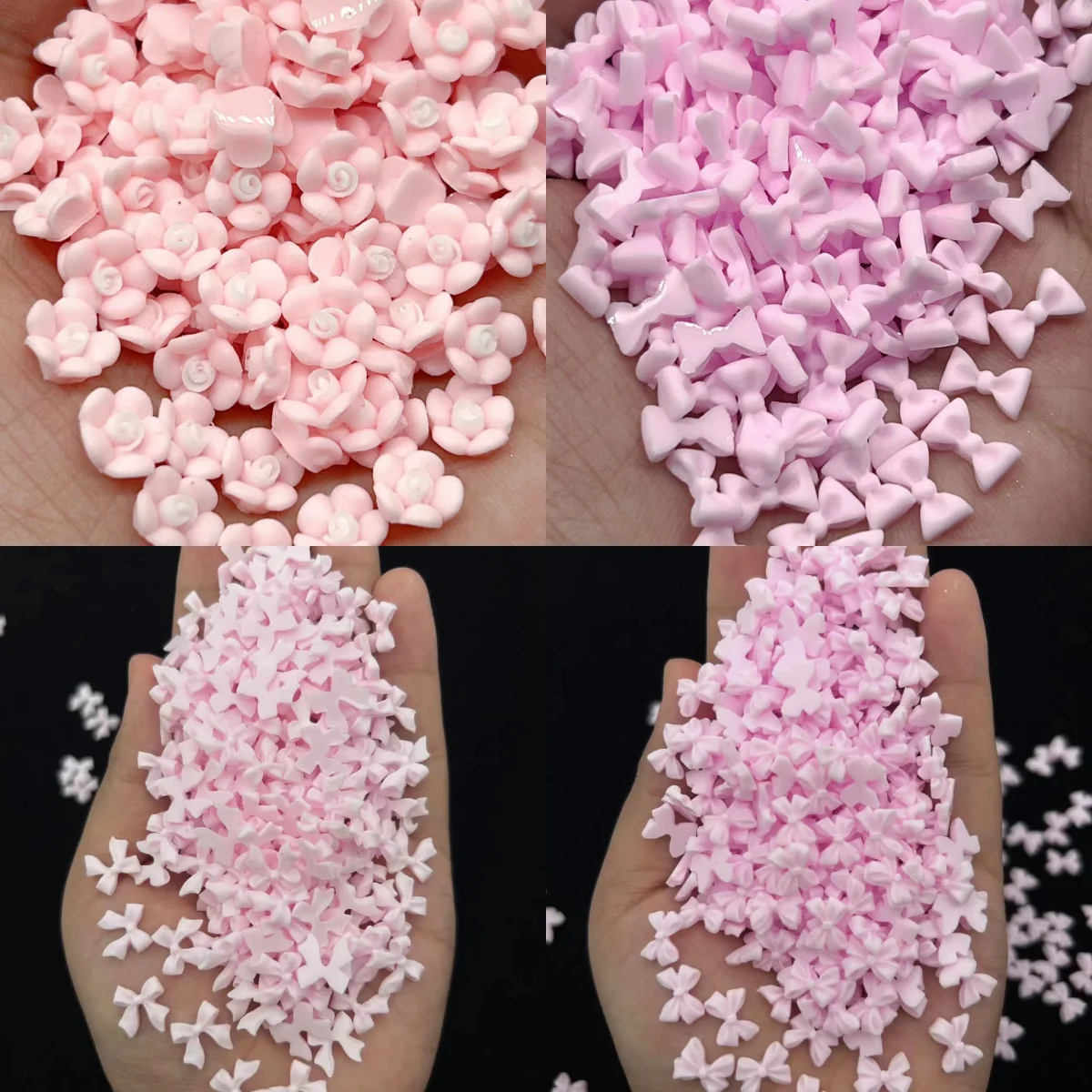 50pcs Multi Pink Resin Series Nail Art Charms Kawaii Flower Nail Rhinestone Decorations DIY Manicure Ornament Accessory Supplies