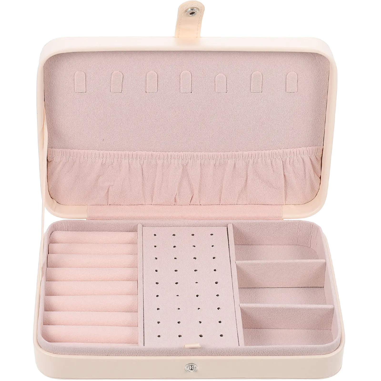 

Double-Layer Jewelry Storage Box for Watch Necklace Ring Earrings Organizer Desktop Bedroom Bathroom Dressing Room PU