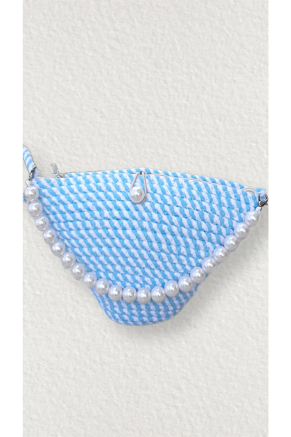 Frauen Handgemachte Perle Mavi Weiß Design Schulter Tasche