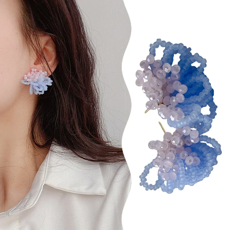 الصيف الملونة مهدب الزهور القرط مزاجه أنيقة شخصية مطرز وأقراط للنساء مجوهرات هدية #3