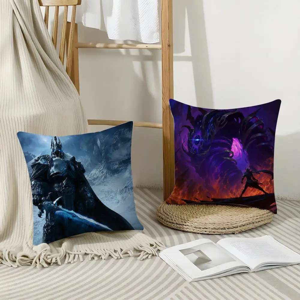 Popular Game W-World of WarcraftS Cushion Cover Short Plush Breathable Pillowcase Odorless Invisible Zipper Washable Removable
