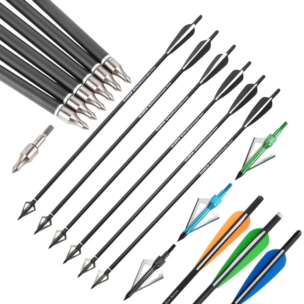 

6/12Pcs Archery Short Arrow 100Grain Broadhead 3 Fixed Blade Tips Bow Outdoor Hunting Shooting Targeting Crossbow Bolts 16-22"