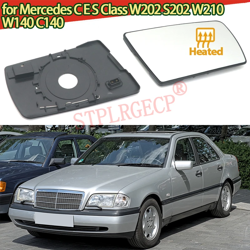 

Driver Left Side Heated Wing Mirror Glass Angle Rearview Mirror with Base for Mercedes C E S Class W202 S202 W210 W140 C140