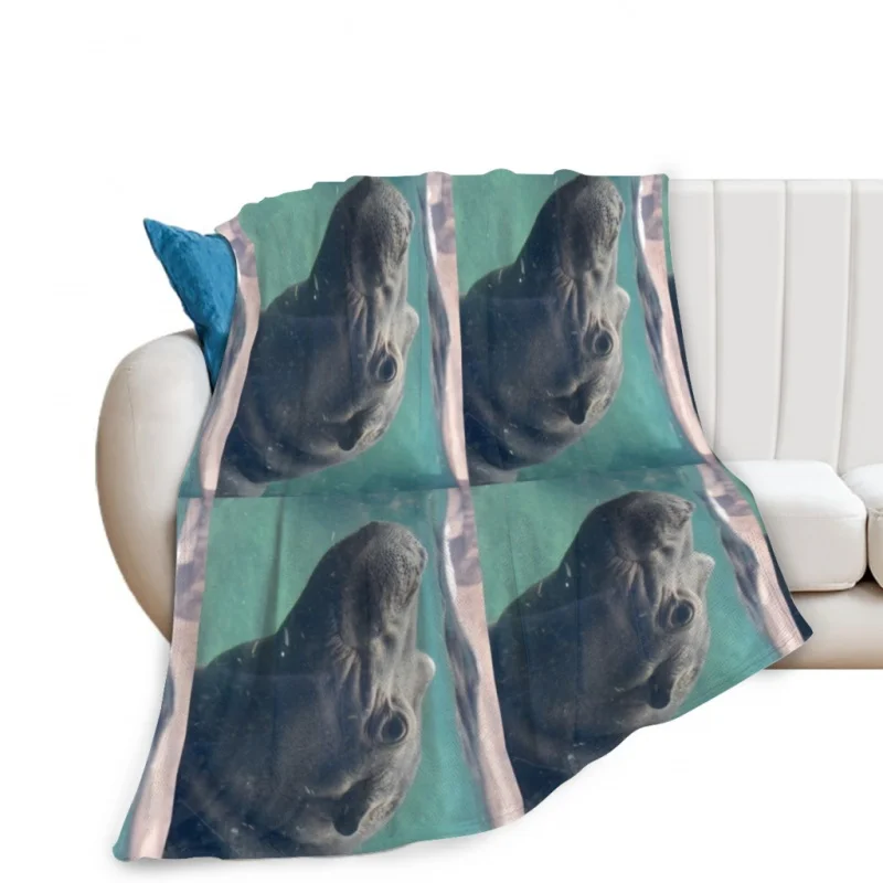 Fiona the Hippo at the Cincinnati Zoo Throw Blanket Soft Velvet Blanket Travel Bedding Home Decor Fleece Blanket