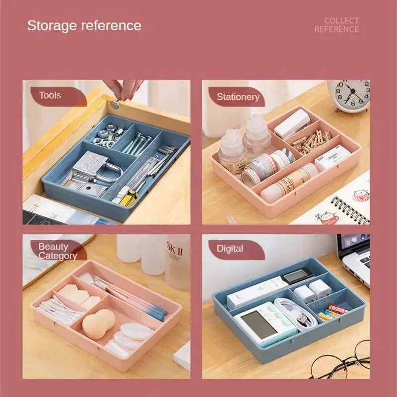 Desk Drawer Organizer Desk Sundries Stationery Storage Box Bin Cosmetics Makeup Organizer Home Office Drawer Divider Container