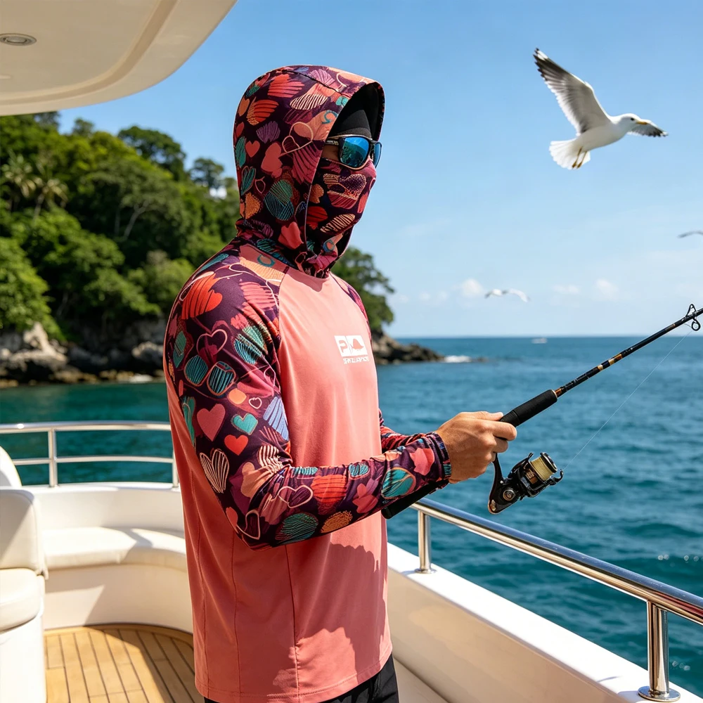 Men's Long Sleeve Fishing Hood - Fishing Mask Sun Protection review and price