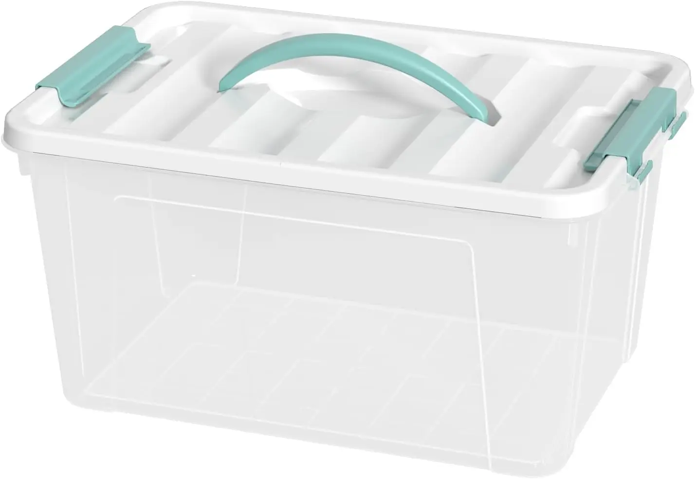 

14 Quart Clear Storage Bins with Lid and Green Handle, Storage Latch Box/Bin Organizing Container