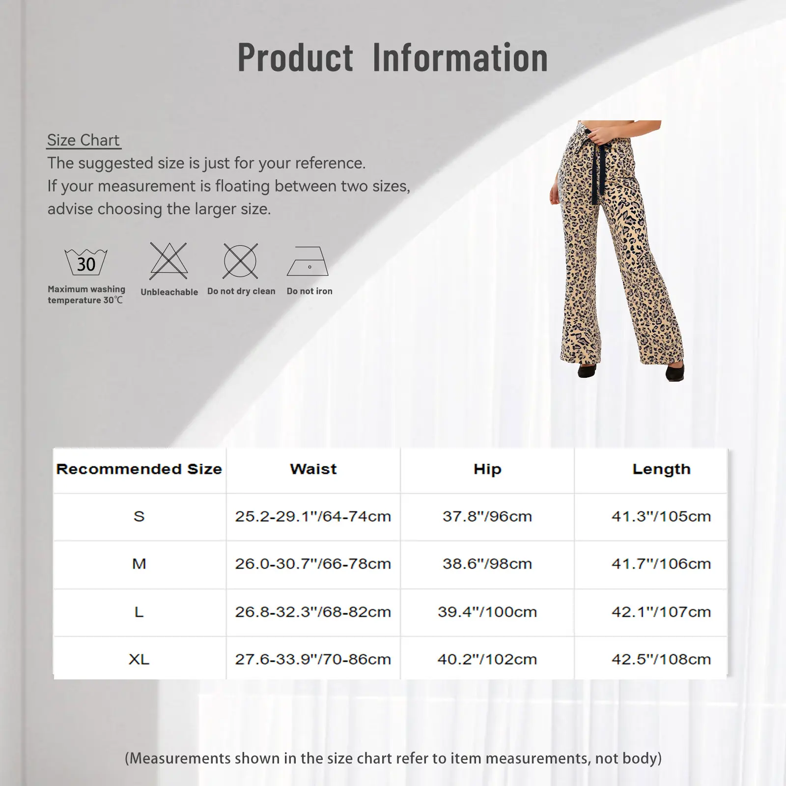 Women Warm Flannel Leopard Print Long Pants Elastic Waistband Wide Leg Pants Casual Trousers for Office Weekend Vacation