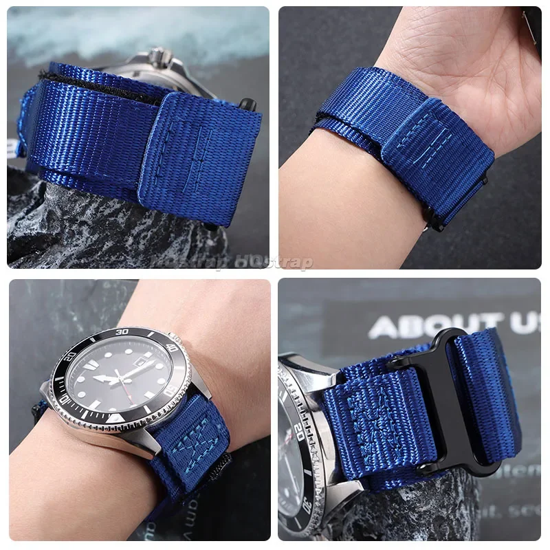 Nylonowy pasek do zegarka 22mm płótno Outdoor Sport wodoodporny pasek Quick Release uniwersalna bransoletka dla mężczyzn kobieta wymienna opaska na nadgarstek