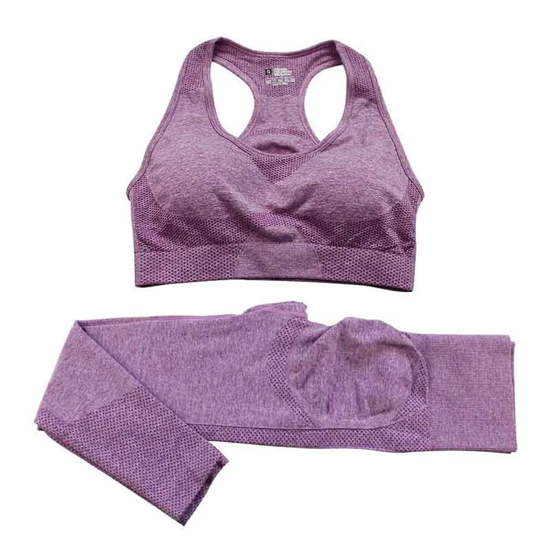 Ensemble de yoga sans couture pour femme, leggings pour femme, survêtement taille haute, tenue sportive trempée, fitness, entraînement, sport, vêtements de sport, 2 pièces, 3 pièces