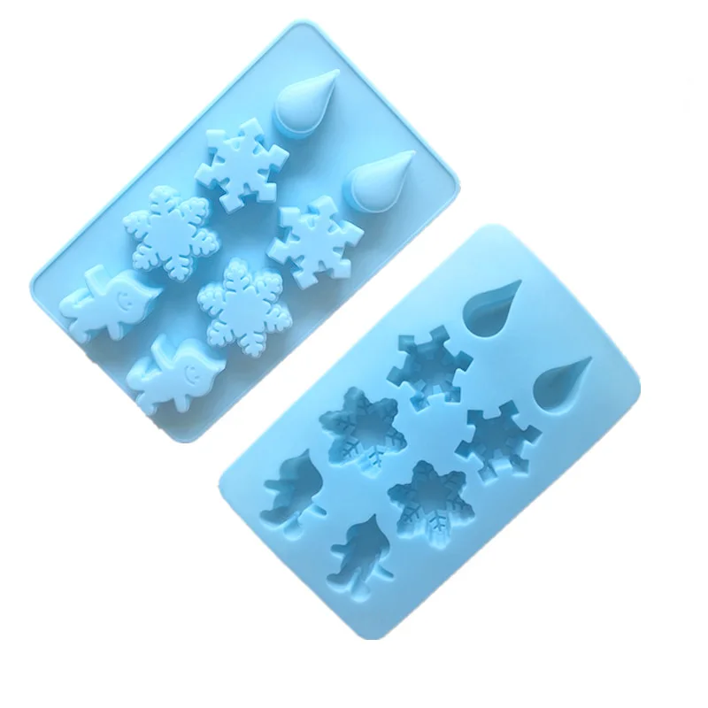 8 consecutive snowflake raindrop silicone chocolate molds, ice tray molds, high temperature resistant and easy to clean molds