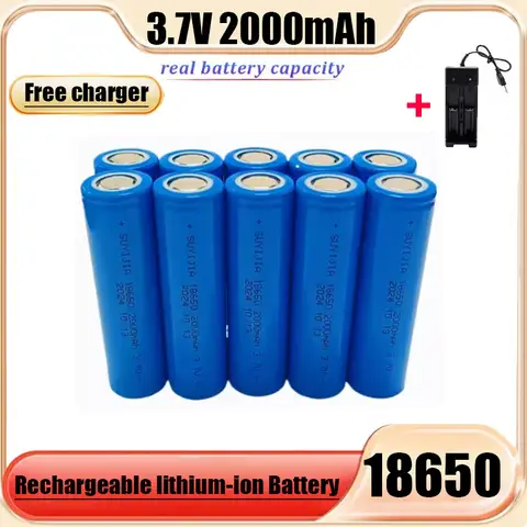 18650 2000mah Rechargeable Battery 3.7V Lithium-ion Battery Pointer Doorbell Flashlight Lithium Battery Battery Send Charger