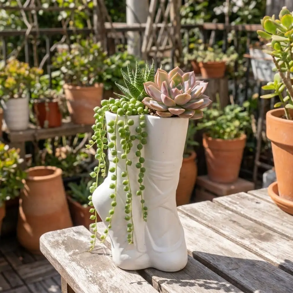 Ballet Shoes Ornament Creative Ballet Shoes Vase Decorative Artistic Succulent Planter Dreamy Vinyl Dried Flower Vases Garden
