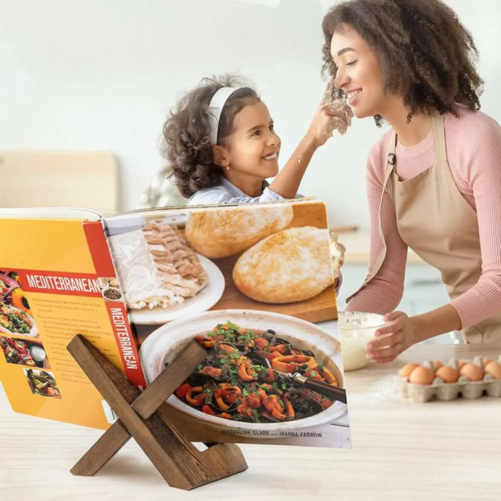 Wooden Reading Easel Desktop Book Stand Holder For Cookbook Recipe Display Kitchen Office Study Table Storage