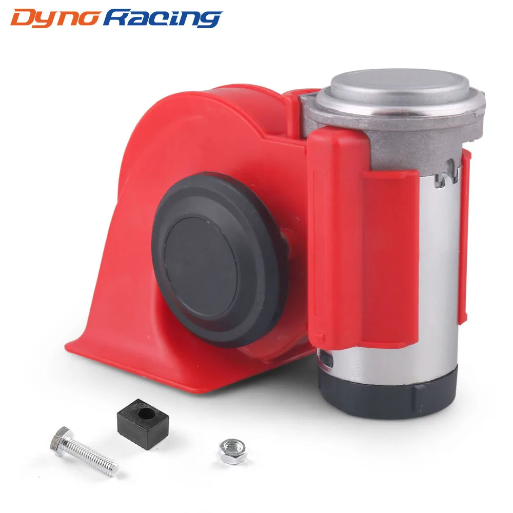 Car Air Horn 12V 115dB Red Compact Dual Tone Electric Pump Loud Siren Vehicle for Car Motorcycle Truck Bicycle