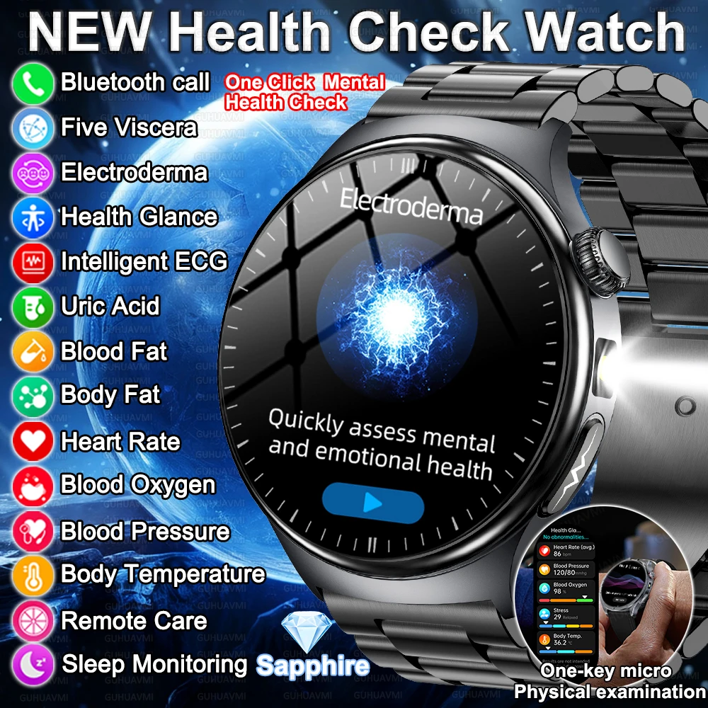 

New Heart Health Check SmartWatch Precise Measurement ECG Heart Rate Blood Pressure Uric Acid Health Smart Watches For man 2025