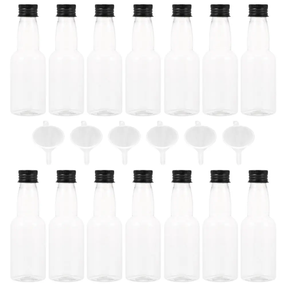 1 Juego de Mini botellas de condimentos, botella de vino portátil transparente para viajes, pequeños recipientes de licor reutilizables, a prueba de fugas, ligeros