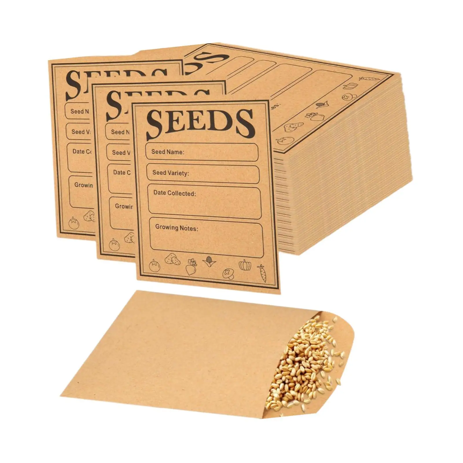 50 Envelopes with Type Name for Vegetable And Flower Seeds for Storage And Gardening