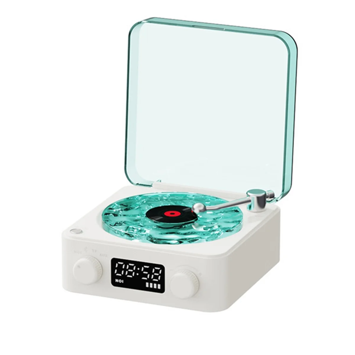 

KW03 Retro Vinyl Record Speaker RGB Wireless Bluetooth 5.0 Turntable Speaker Player Stereo Sound with White Noise White