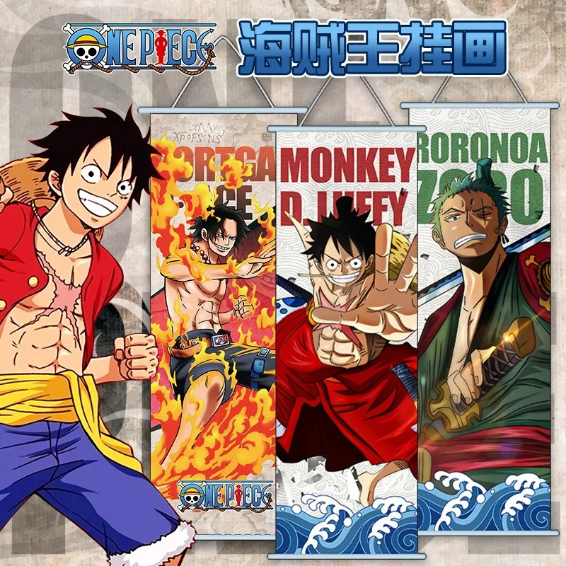 

One Piece Anime Luffy Nami Sanji Wall Hanging Silk Cloth Decor for Room Exquisite gifts for friends
