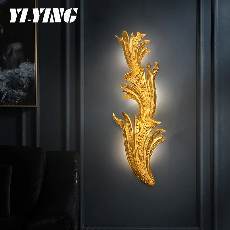 Creative wall lamp postmodern all copper villa living room bedroom light luxurious background wall decorative lamp