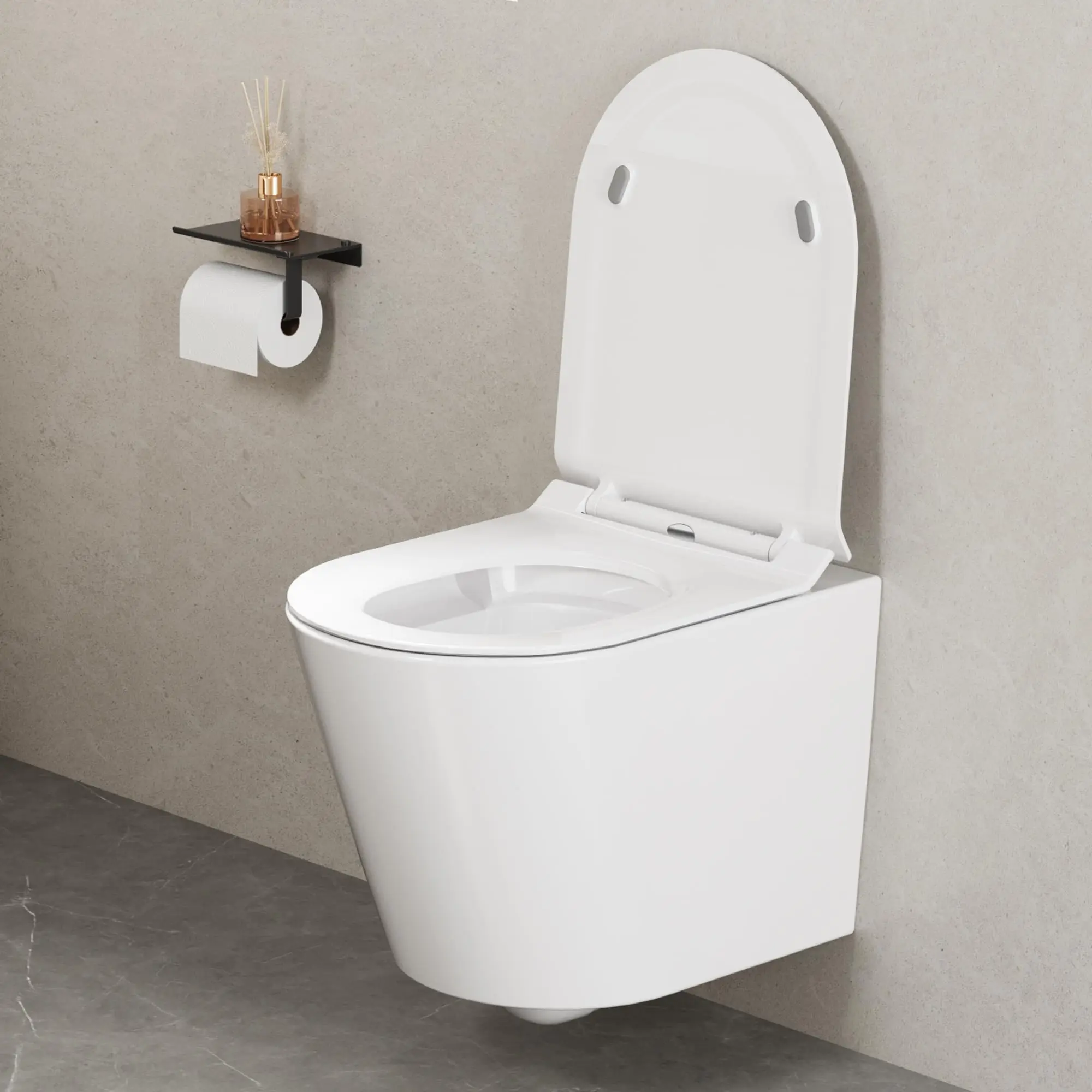 Professioneller D-Forme Weißer Toilettensitz mit Soft-Close-Deckelmechanismus und Schnellverschluss, Einfach zu Installieren für Privat- und Öffentliche Toiletten