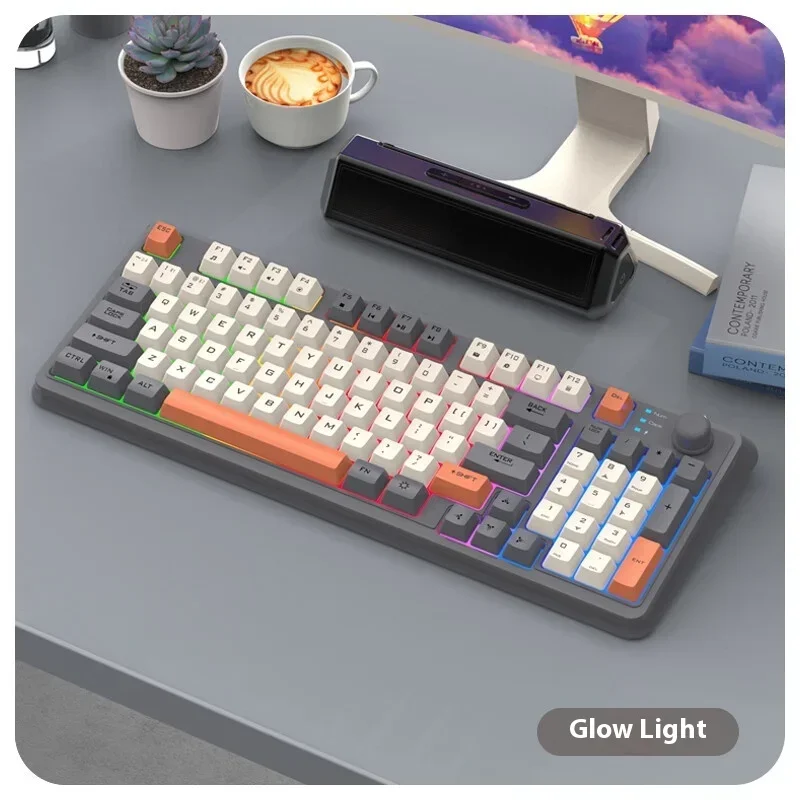 Imagem -03 - Wireless Bluetooth Dual Mode Teclado Color Block Knob 94 Keys Rgb Gaming Gamer pc Laptop Escritório Moda Hot K94 K94