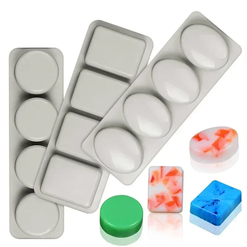 Moldes de sabonetes de design conciso 3d artesanal criativo moldes oval redondo quadrado bolo chocolate molde de silicone acessórios de cozinha para casa