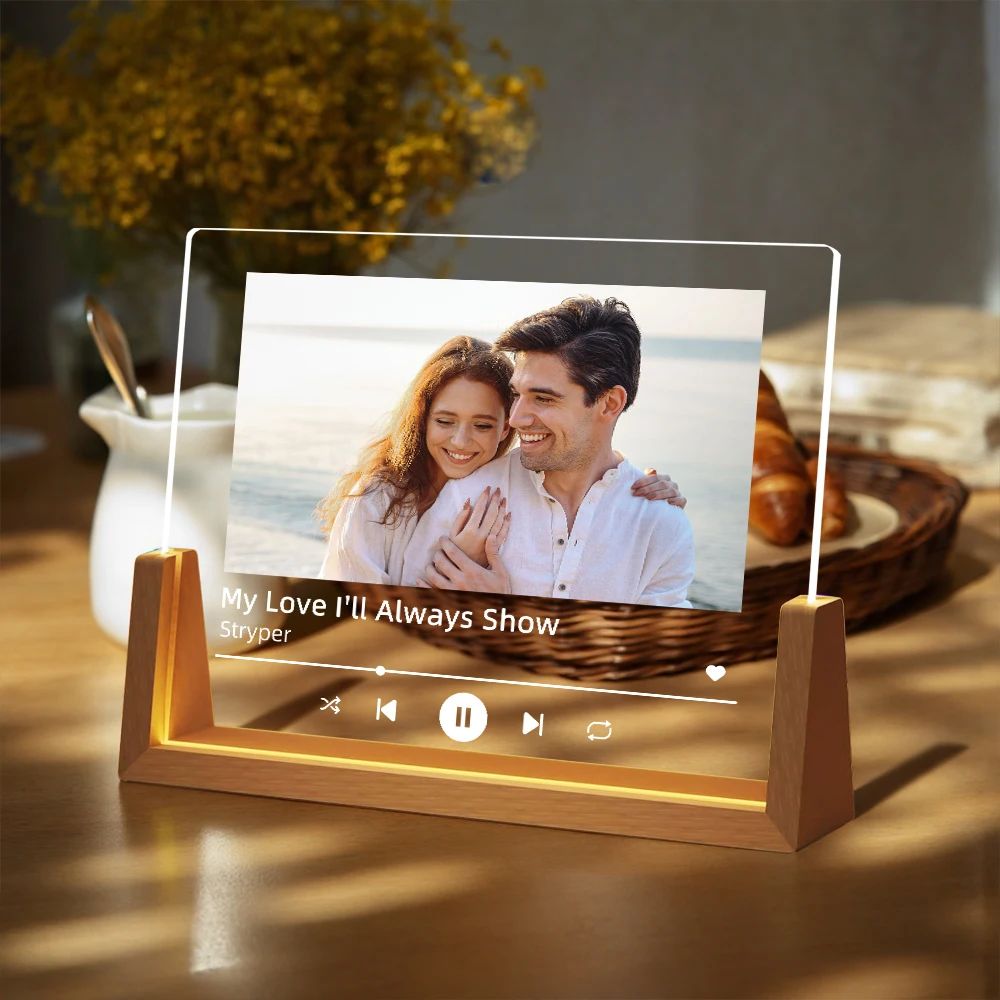 Personalized Photo Music Night Light Custom Portrait Acrylic Lamp with Song Romantic Anniversary Wedding Couples Birthday Gift image 3