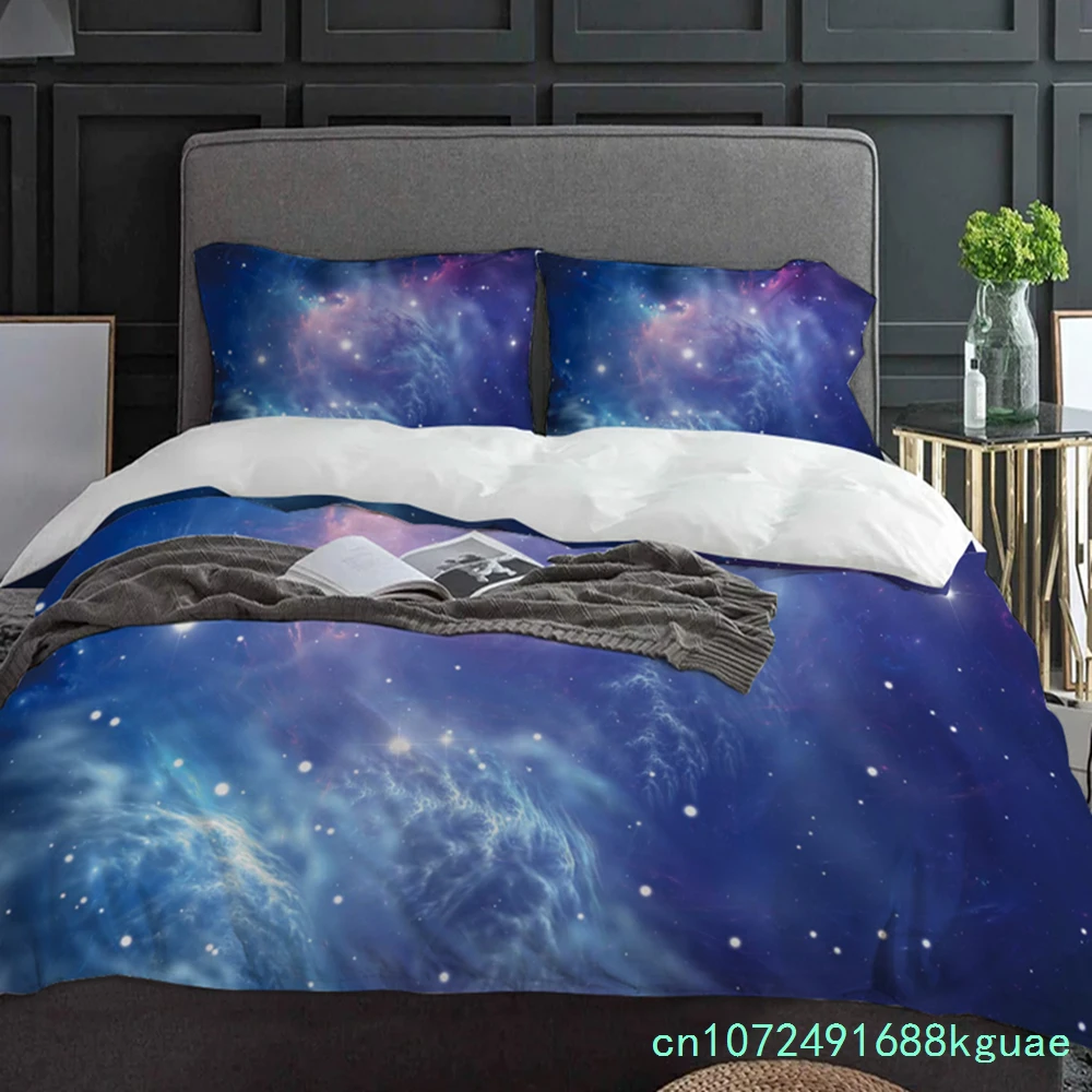 Artistic Milky Way Stars Starry Sky Duvet Cover With Pillow Case Custom 3pcs Bedding Set Quilt Cover Double Bed Home Textile