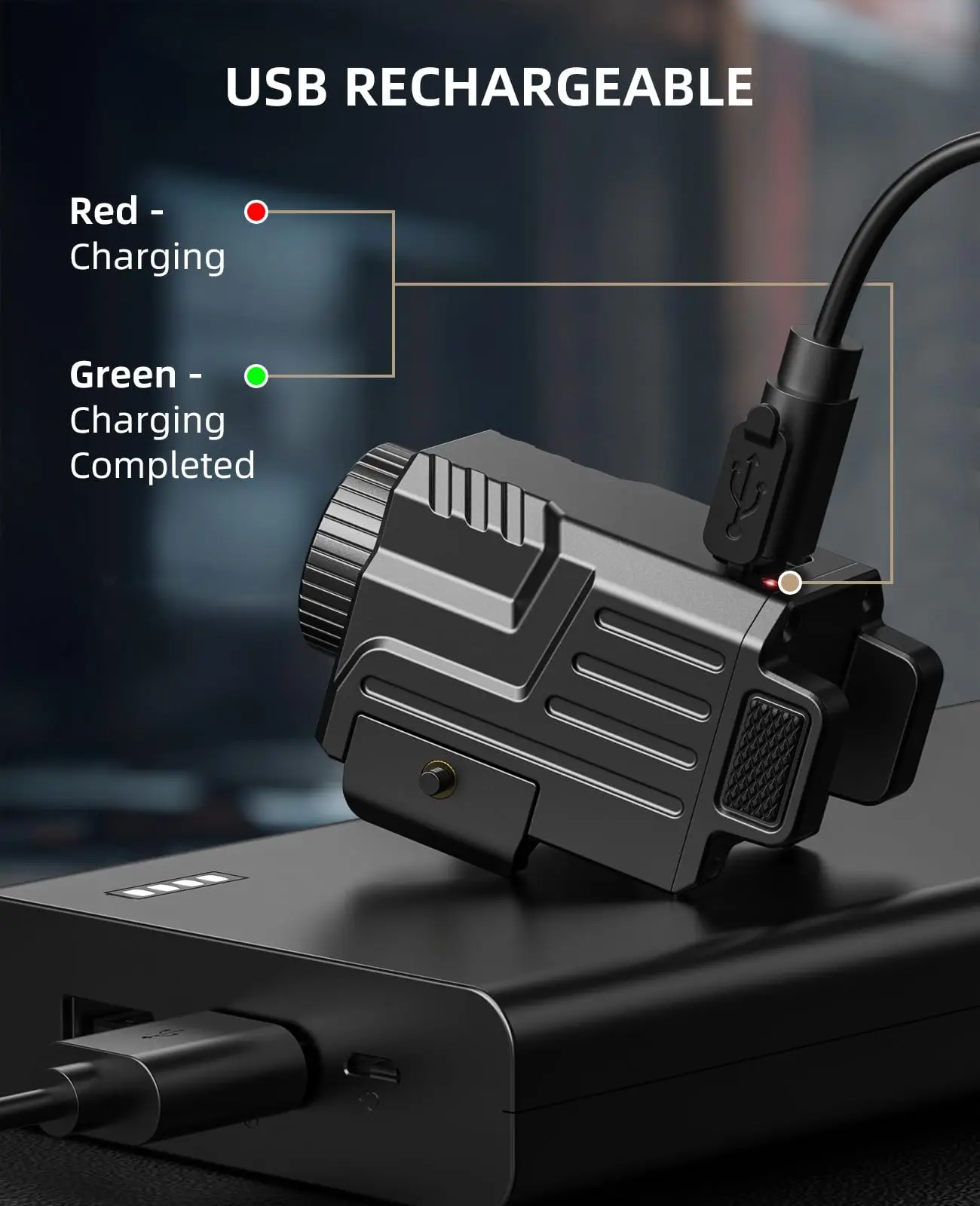 

Compact 800 Lumens Rechargeable Tactical For Picatinny GL Rails Strobe Mode Slide Rail For Home Defense And Hunting