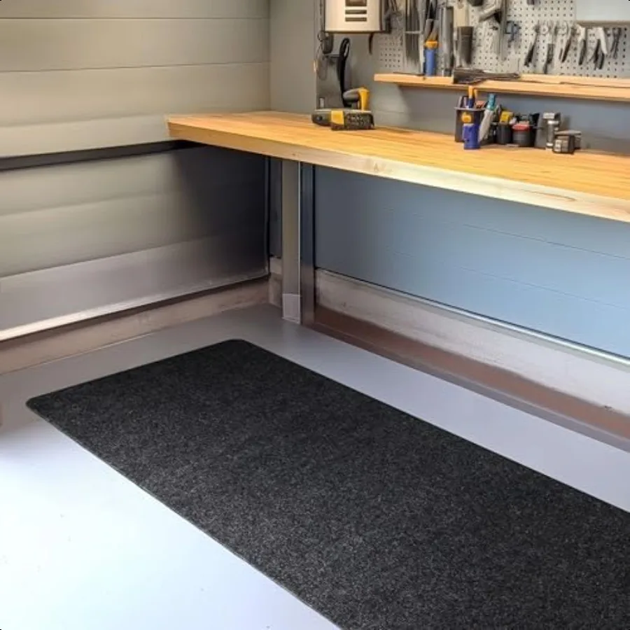 Tapis de sol utilitaire noir 3' X 8' pour tous temps, intérieur et extérieur, antidérapant, parfait pour le garage, l'entrée, le porche et le buanderie