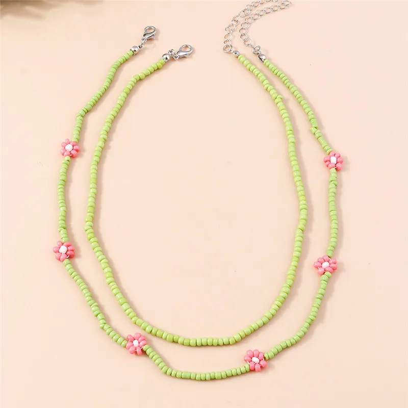 Sommer Boho Korea Schöne Blumen Samen Perlen Halskette Aussage Kurzen Kragen Choker Halskette für Frauen Urlaub Schmuck Geschenke – Detail 11